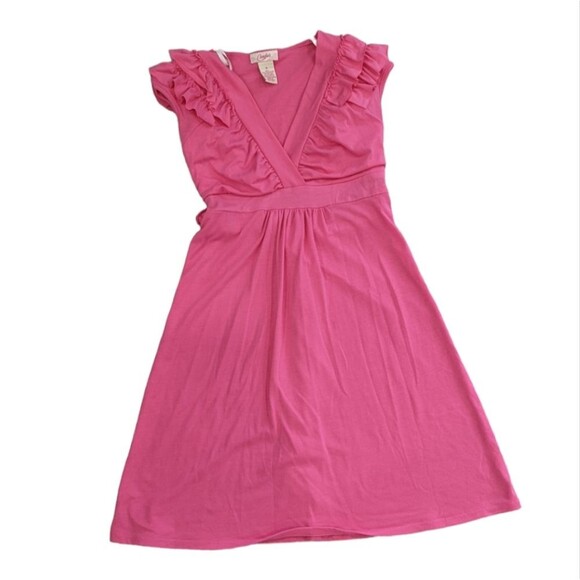 Candies Y2k Barbie pink A-line swing dress ruffle cap sleeves juniors size small - Picture 1 of 5